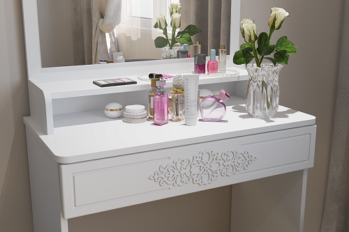 Туалетный столик с зеркалом Ассоль Лайт ТСН-1 белое дерево