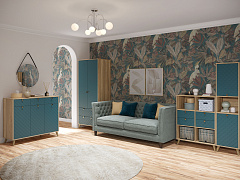 Комплект мебели для гостиной Велламо ВО-104 блэквуд ячменный/морская волна