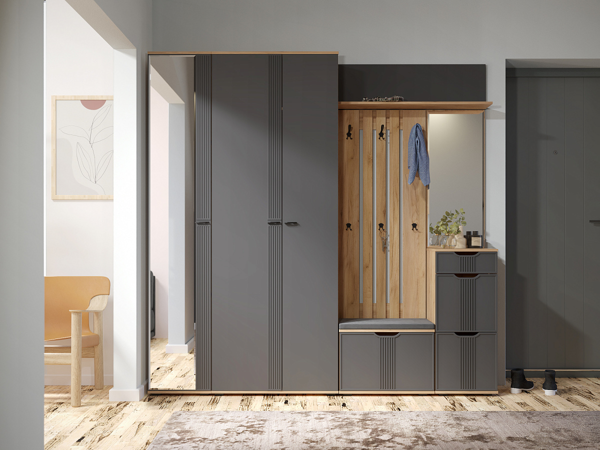 Комплект мебели для прихожей Эмилия ЭЛ-012 дуб крафт золотой/графит