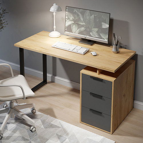 Стол С-406 дуб крафт золотой/графит (1350*600)