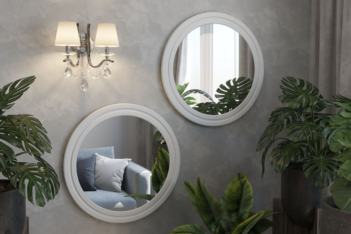 Зеркало «Монблан» МБ-42 (700х700) белое дерево