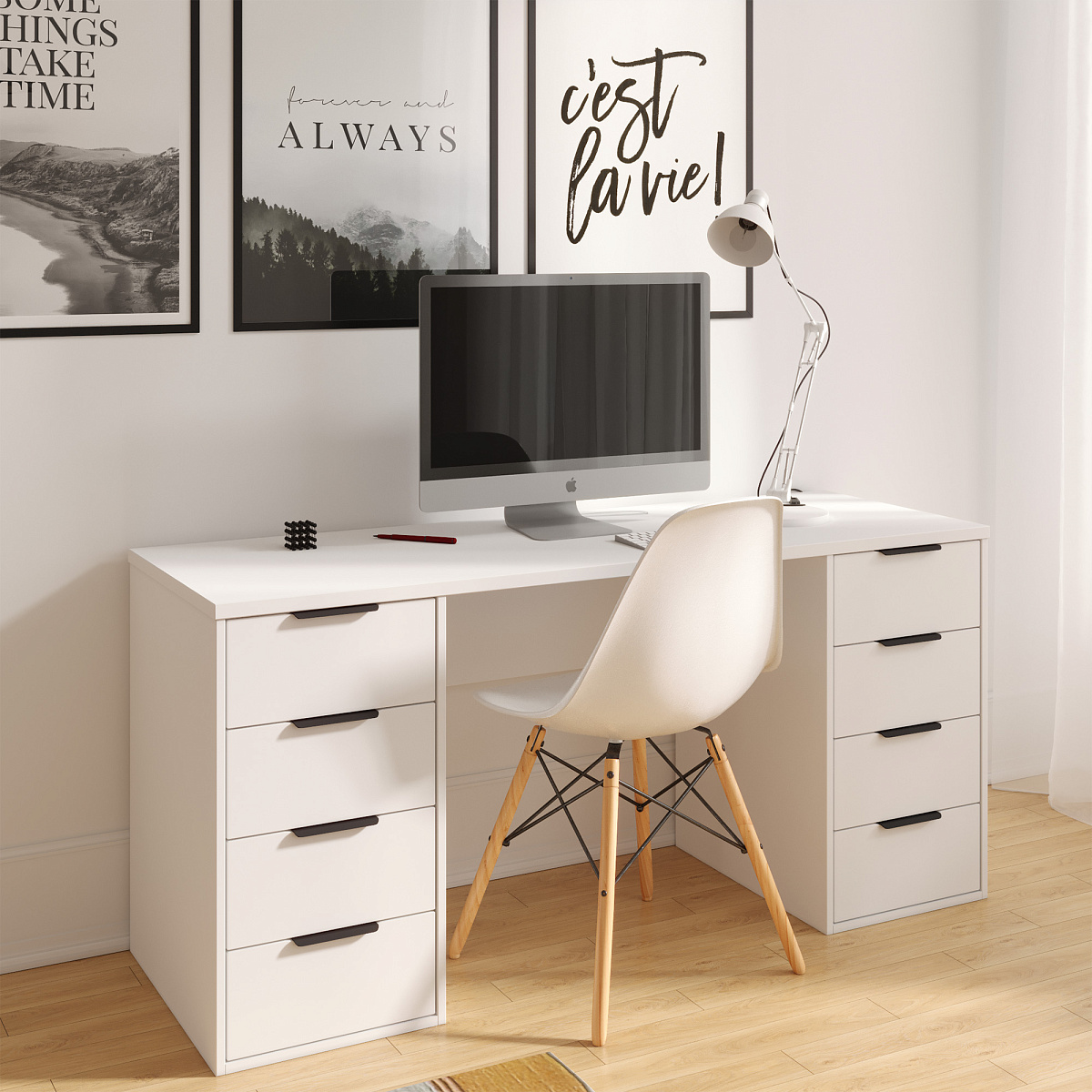 Стол С-403 белый структурный/меренга (1600х550)