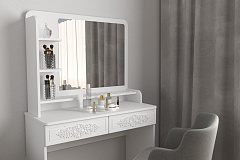 Туалетный столик с зеркалом Ассоль Лайт ТСН-2 белое дерево