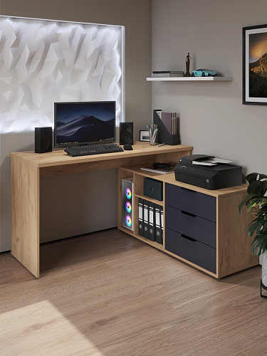 Стол угловой Оптима ОП-22 дуб крафт золотой/графит