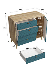 Комод Велламо ВО-11 блэквуд ячменный/морская волна