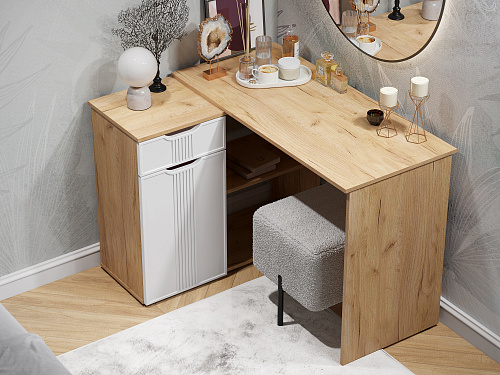 Стол угловой Эмилия ЭЛ-47 дуб крафт золотой/меренга