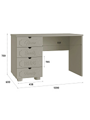 Стол письменный ДримСтар ДС-4 глиняный серый/риолит