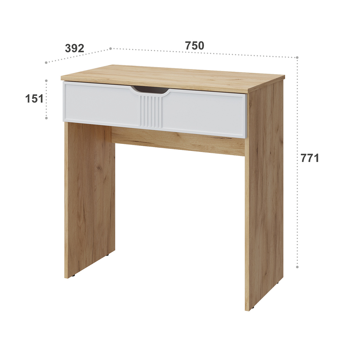 Комплект туалетный столик с зеркалом Эмилия ЭЛ-36-ЭЛ-24 дуб крафт золотой/меренга