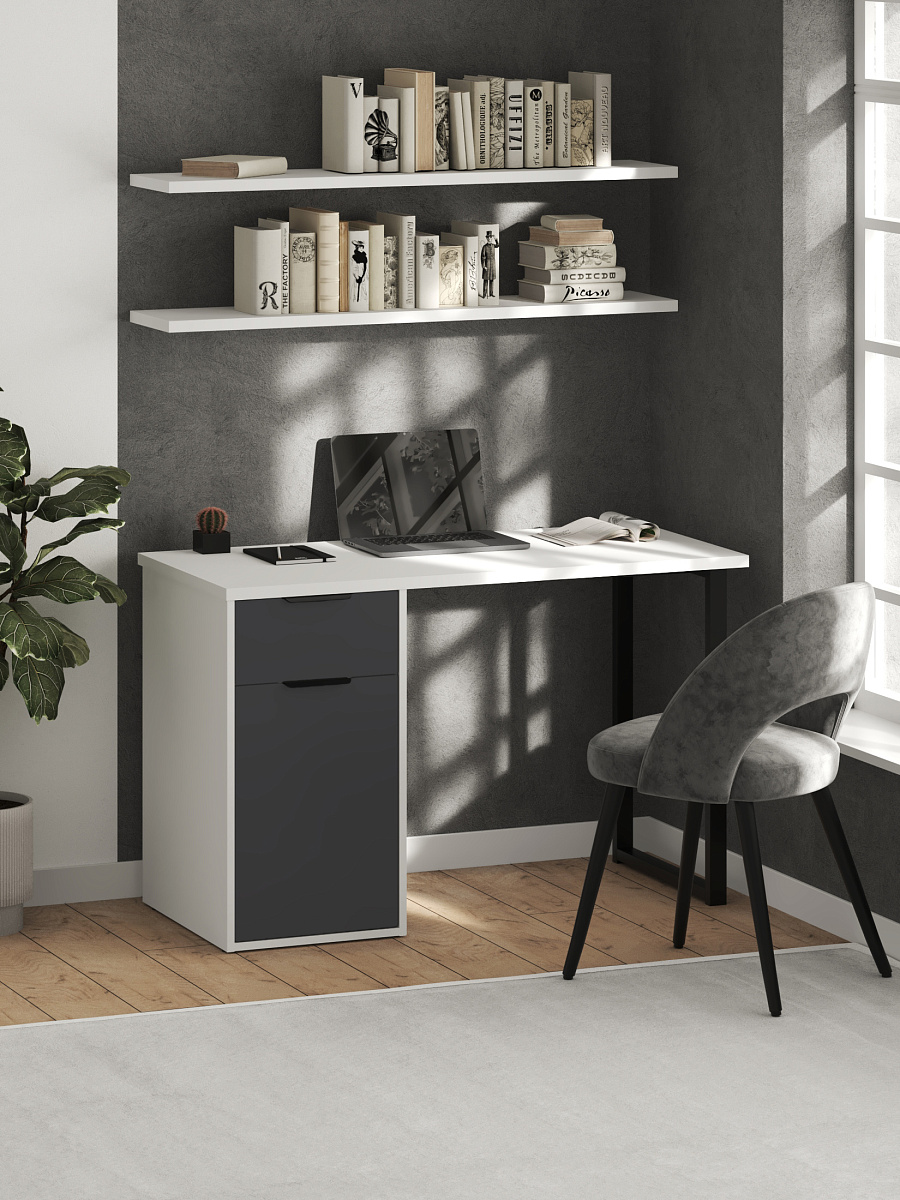 Стол С-408 белый структурный/графит