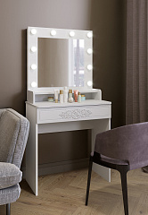 Туалетный столик с зеркалом Ассоль Лайт ТСН-4 белое дерево