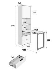 Стол рабочий Оптима ОП-20 белый структурный/меренга/черная кромка