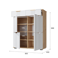 Комод Эмилия ЭЛ-20 дуб крафт золотой/меренга