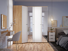 Пенал Эмилия ЭЛ-15К с зеркалом дуб крафт золотой/меренга