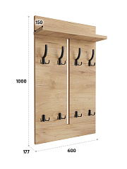 Вешалка ВН-13 дуб крафт золотой (600*1000)