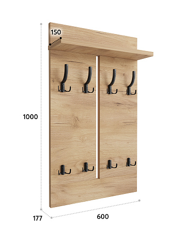 Вешалка ВН-13 дуб крафт золотой (600*1000)