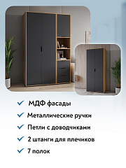 Шкаф для одежды Оптима ОП-01 дуб крафт золотой/графит