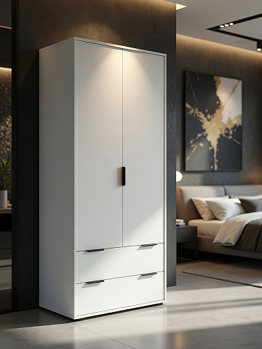 Шкаф платяной Оптима ОП-25 белый структурный/меренга