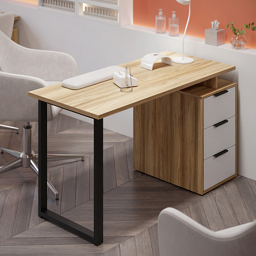 Стол С-406 блэквуд ячменный/меренга (1350*600)